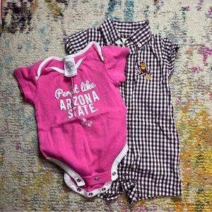 Arizona State Baby Onesie and Checkered Romper Set